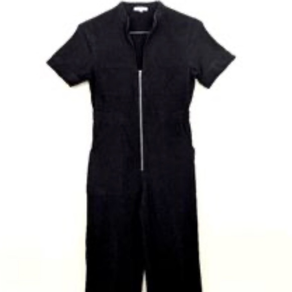 emory park Pants - emory park Black Short-Sleeve Zip-Front Jumpsuit